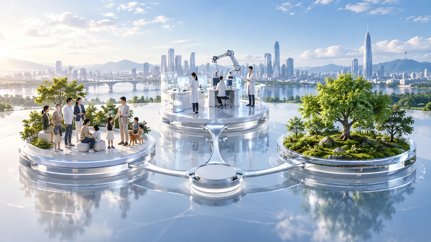 Balance of people, technology and nature